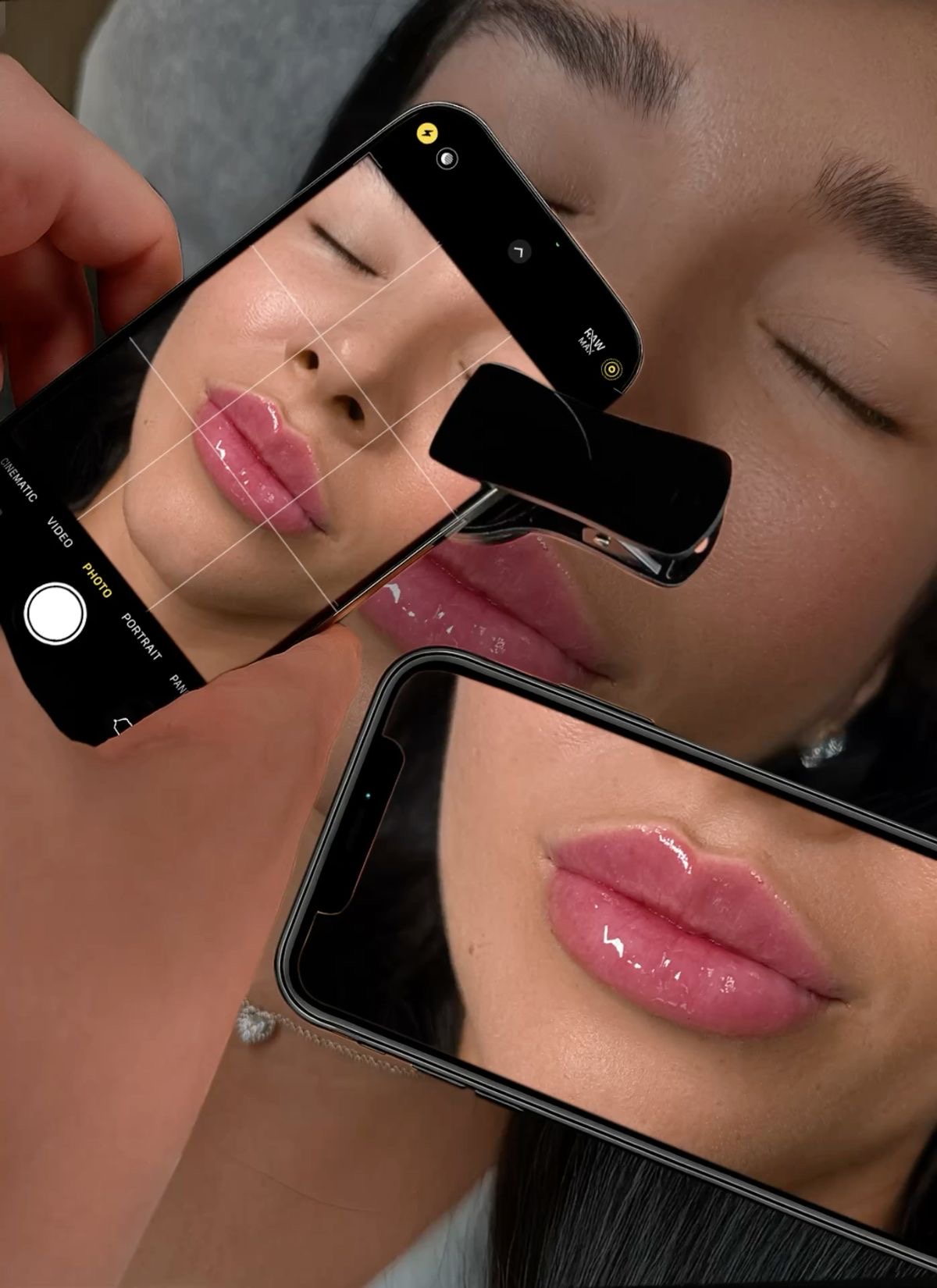 Lip blush result documented during a Natalia Beauty appointment